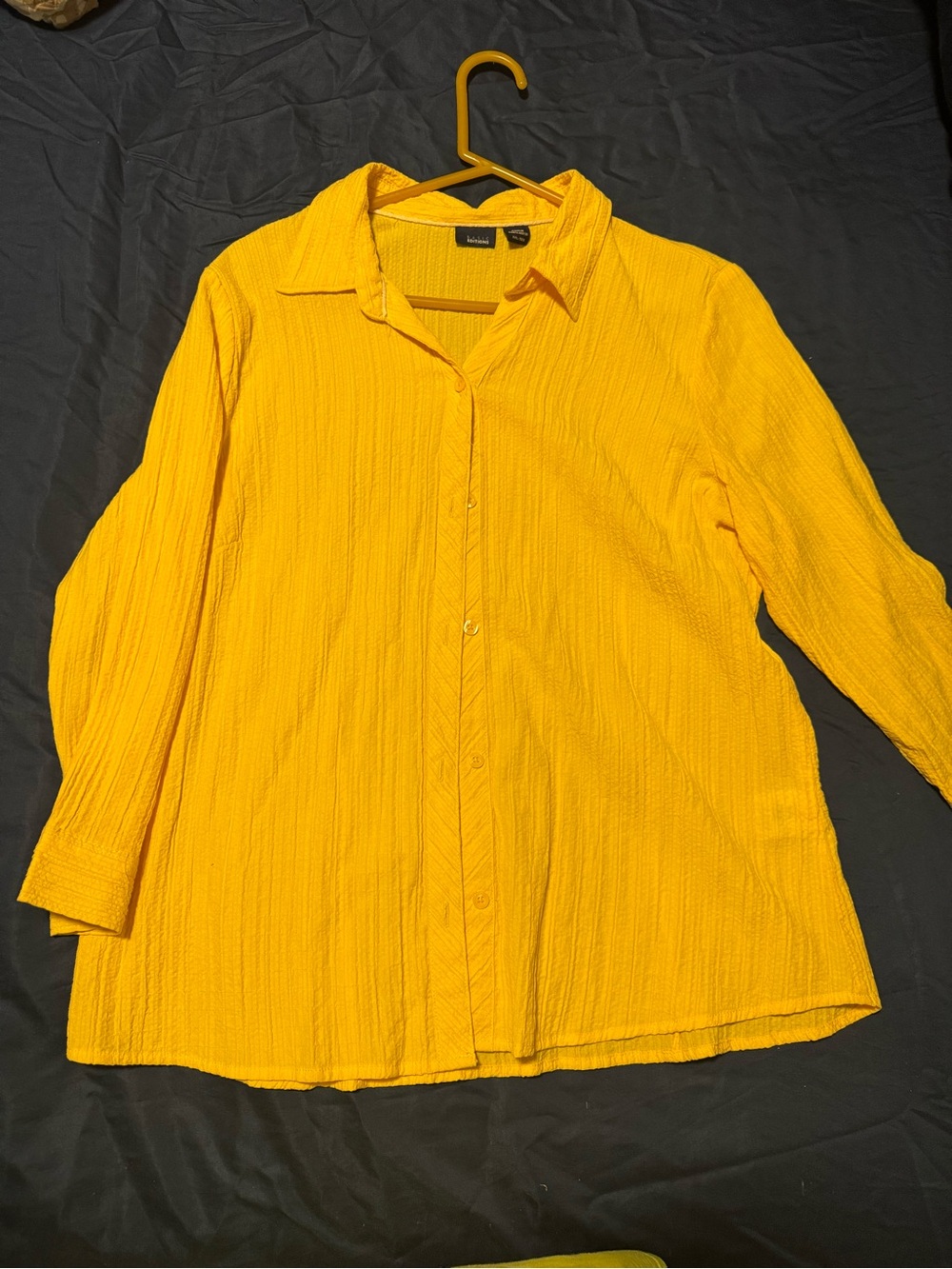 Yellow Button-Down women’s Shirt - Textured Long Sleeve